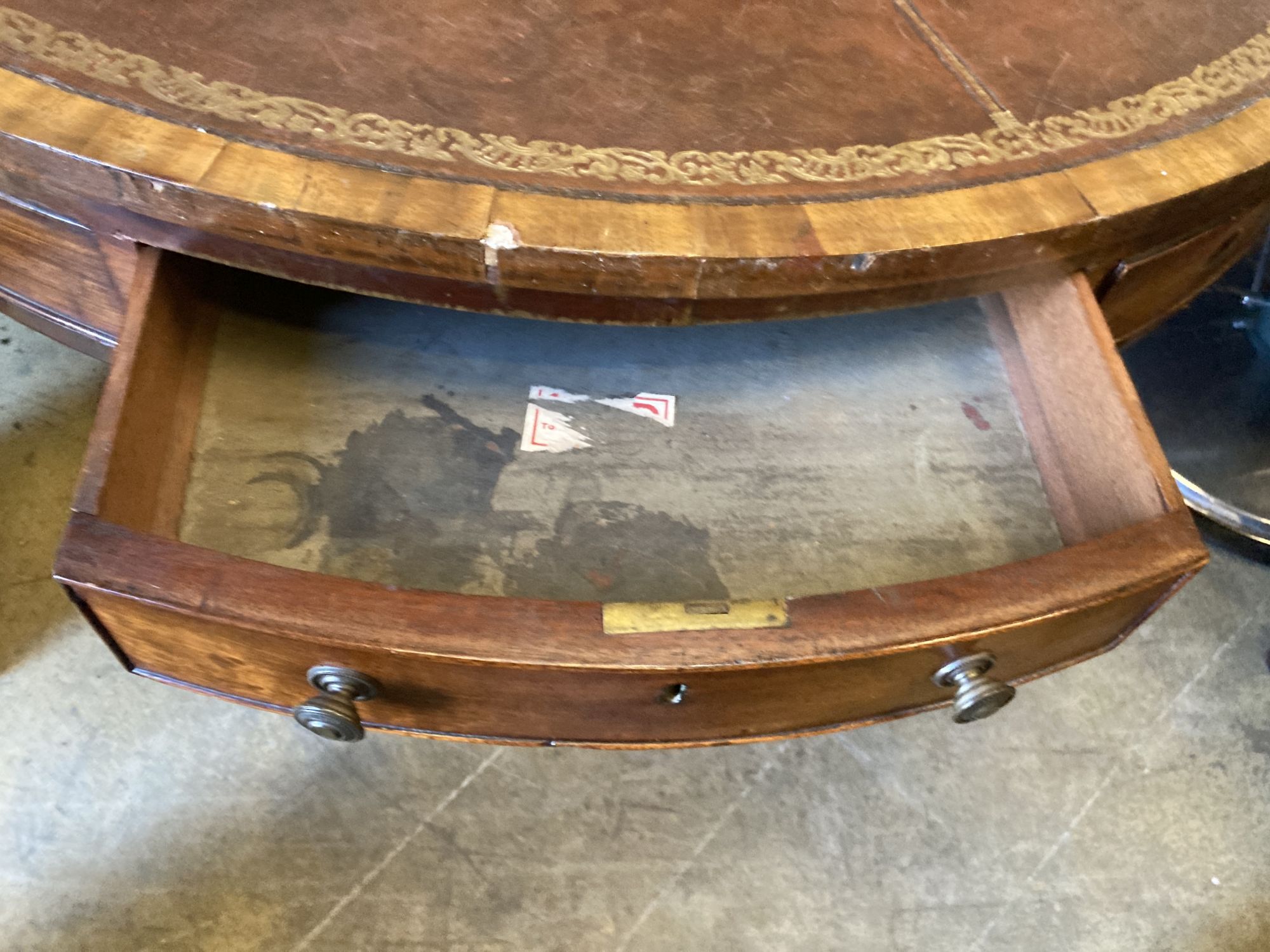 A Regency mahogany circular drum table, 120cm diameter, height 78cm